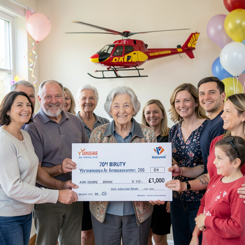 Skipton woman turns 70 and raises £1,000 for Yorkshire Air Ambulance
